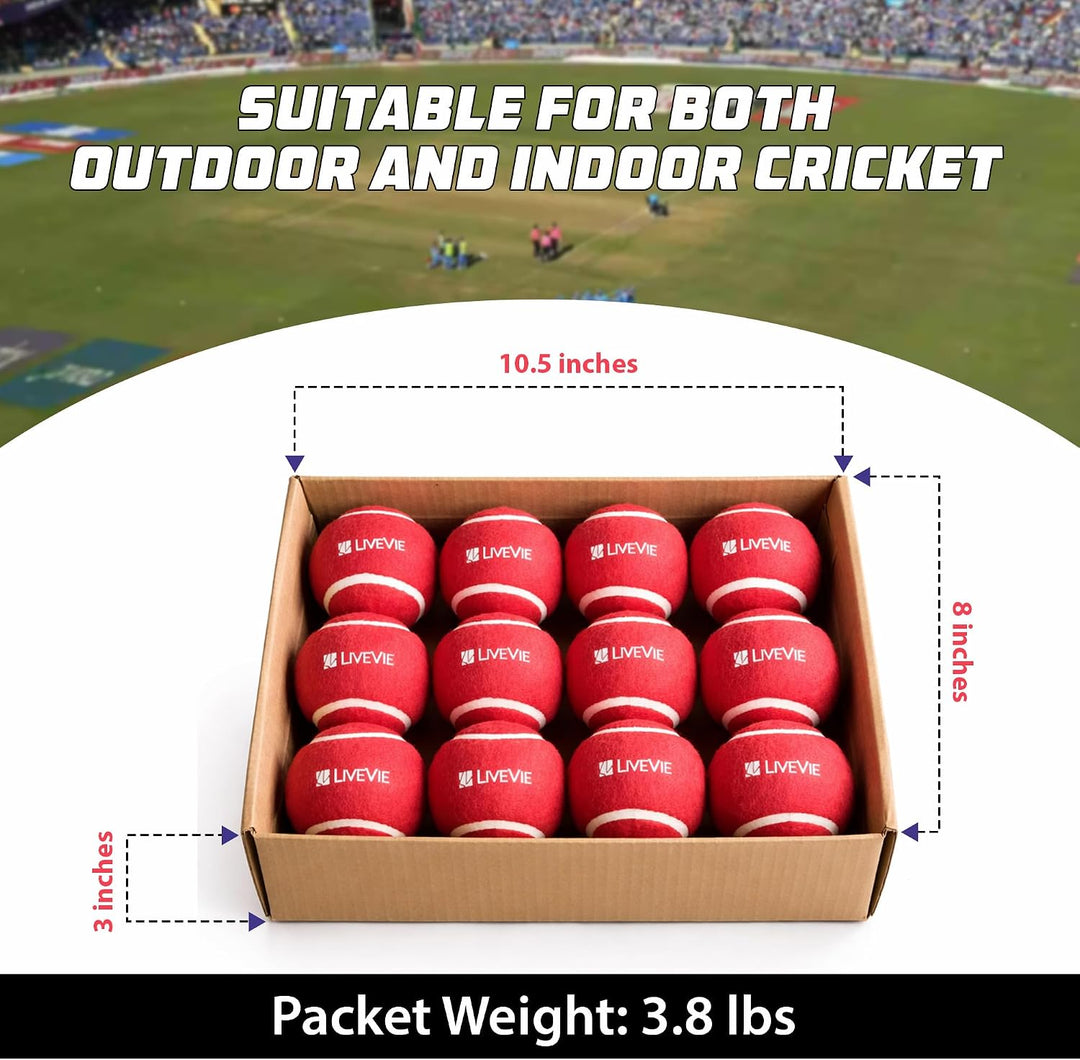 LIVEVIE Professional Cricket Tennis Balls, 2.5 Inch, Training