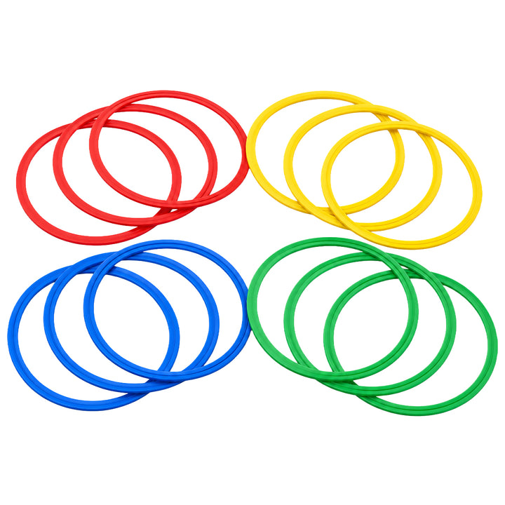 Speed Agility Circles for Trainers, Gyms, Athletics, 4 Assorted Colors, Red, Yellow, Blue, and Green (Set of 12) 18 inch