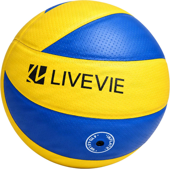 LIVEVIE Soft-Touch PU Leather Volleyball, Size 5, Indoor and Outdoor