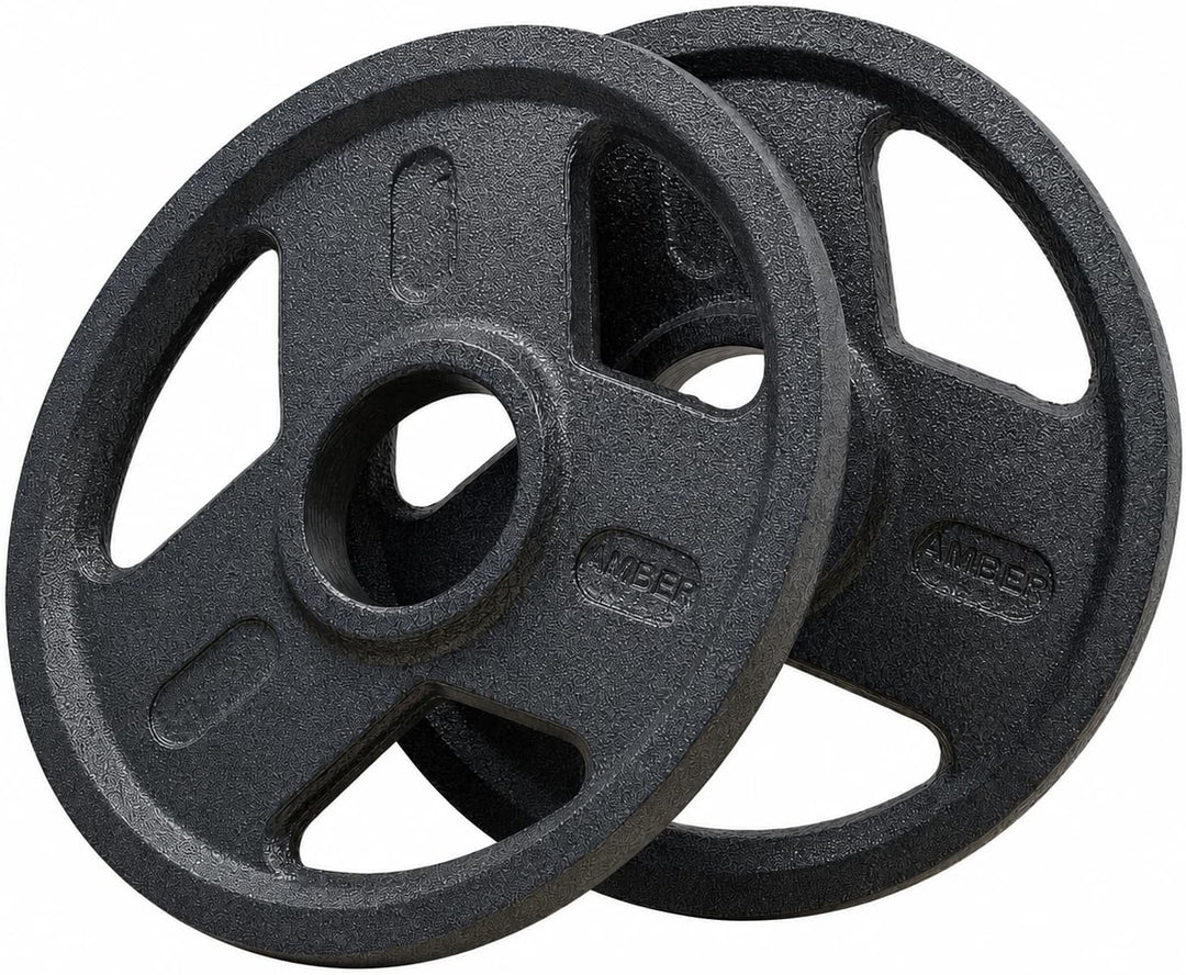 Amber Fight Gear Triple-Grip Cast Iron Weight Plates, 5–45 lb Pair