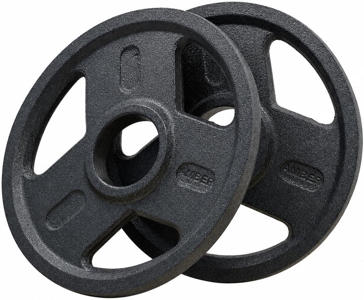 Amber Fight Gear Triple-Grip Cast Iron Weight Plates, 5–45 lb Pair