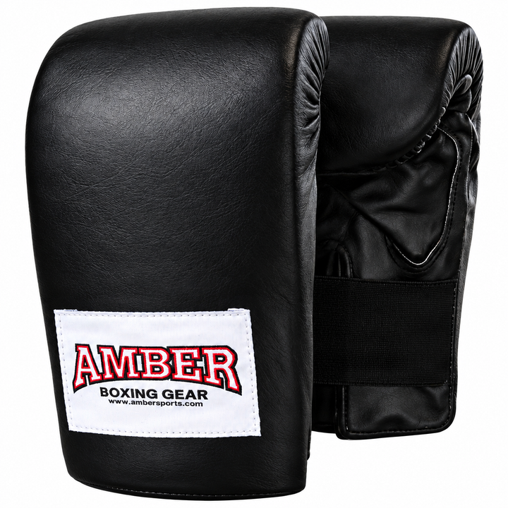 Amber Fight Gear Top-Grain Leather Boxing Bag Gloves with Shock-Absorbing Padding