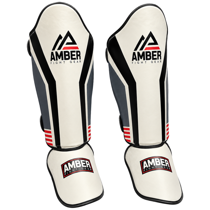 Amber Fight Gear Gladiator Muay Thai Shin Guards with Triple-Layer Foam
