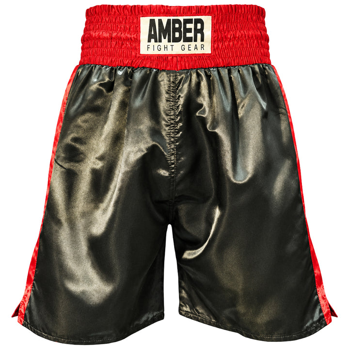 Amber Fight Gear Satin Pro-Style Boxing Trunks with Leg Slits