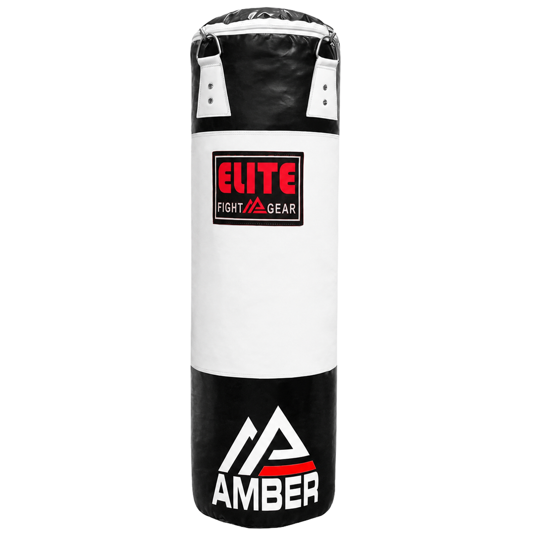 Elite Strikeforce Heavybag for Boxing, Kickboxing, MMA, Muay Thai ToughTek Leather, Triple Stitched, Sand Weighted, D-Ring, Chains &amp; Swivel