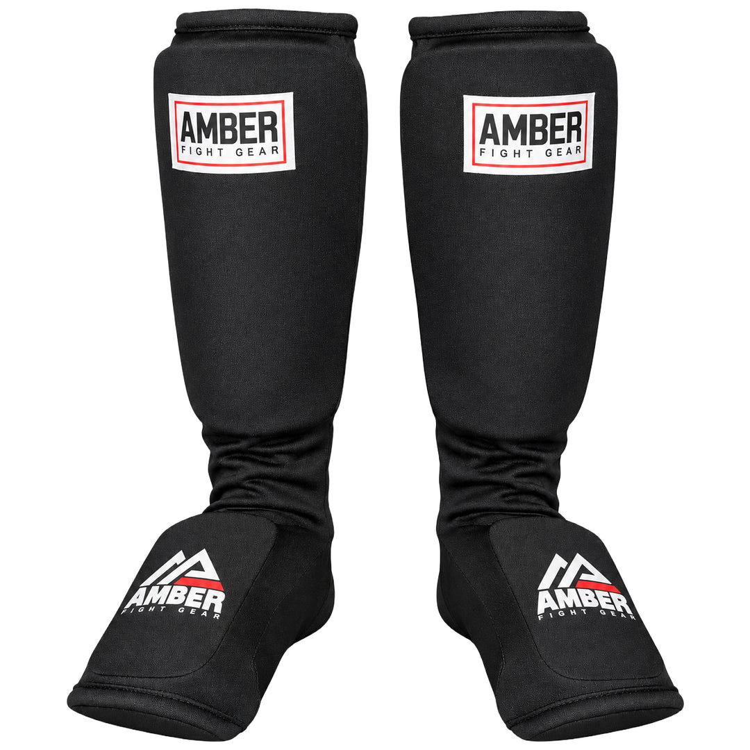 Amber Fight Gear Nylon Shin &amp; Instep Protectors with EVA Foam, Multiple Sizes