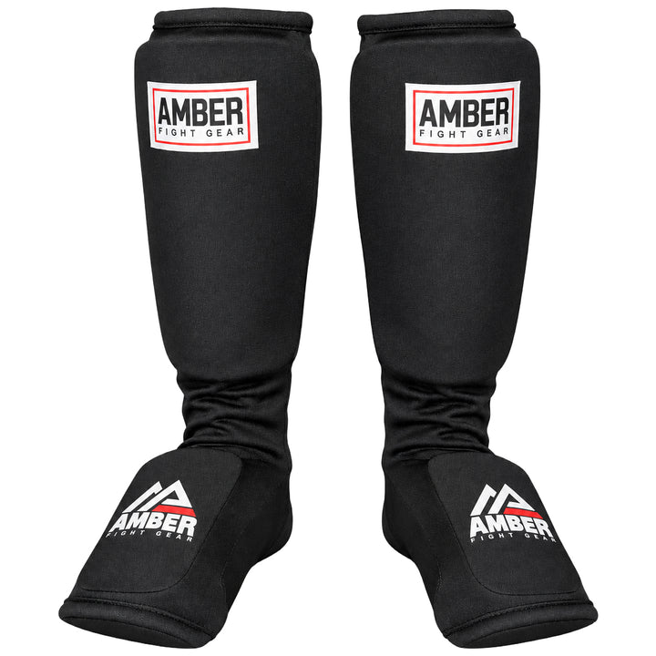 Amber Fight Gear Nylon Shin &amp; Instep Protectors with EVA Foam, Multiple Sizes