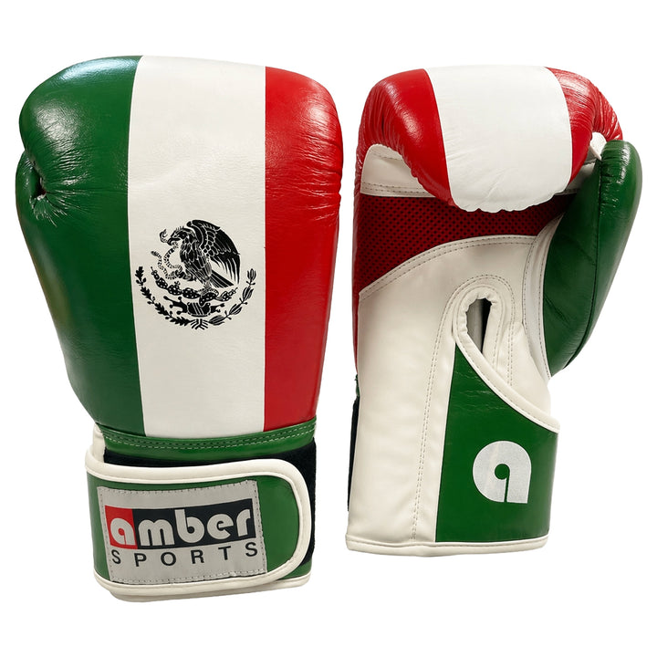 Amber Fight Gear Leather Boxing Gloves with Hook &amp; Loop