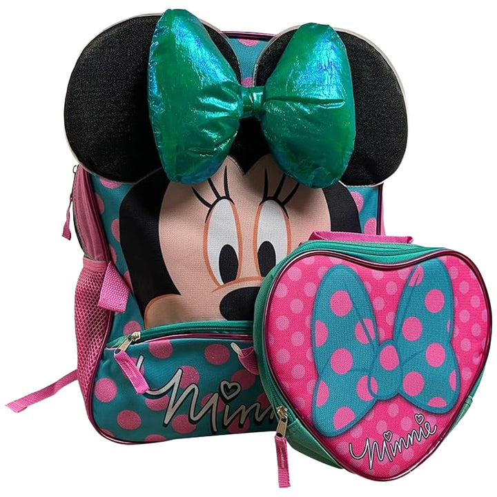Minnie Mouse 16 inch School Backpack With Detachable Lunch Box Set - Disney Backpack