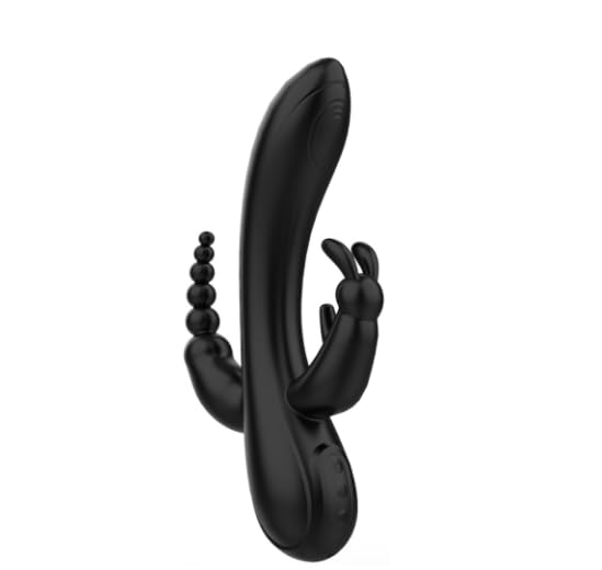 Rechargeable G-Spot &amp; Clitoral Vibrator with 12 Vibes, Bunny Ears &amp; Anal Beads, Body-Safe Silicone