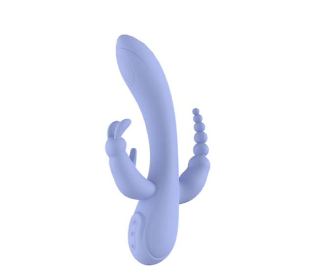 Rechargeable G-Spot &amp; Clitoral Vibrator with 12 Vibes, Bunny Ears &amp; Anal Beads, Body-Safe Silicone