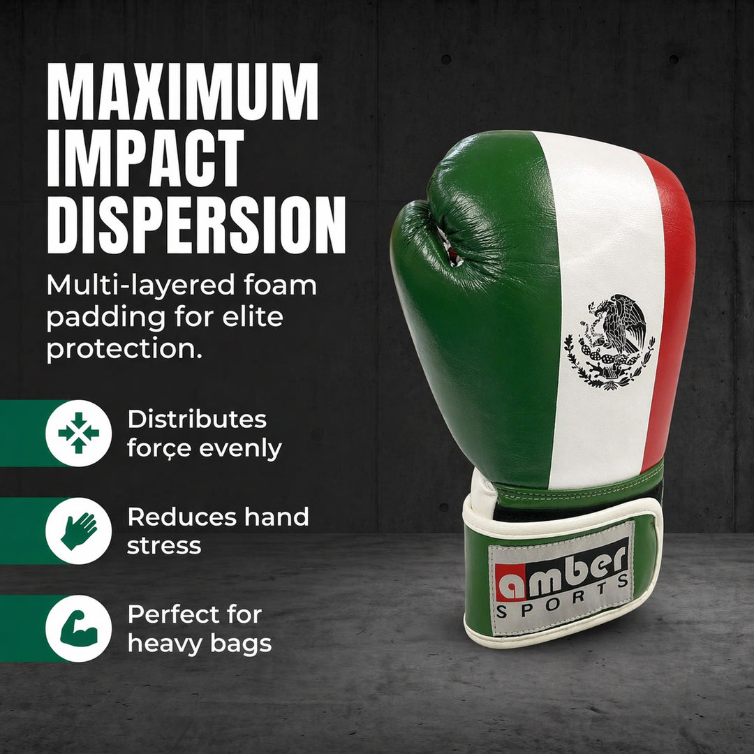 Amber Fight Gear Leather Boxing Gloves with Hook &amp; Loop