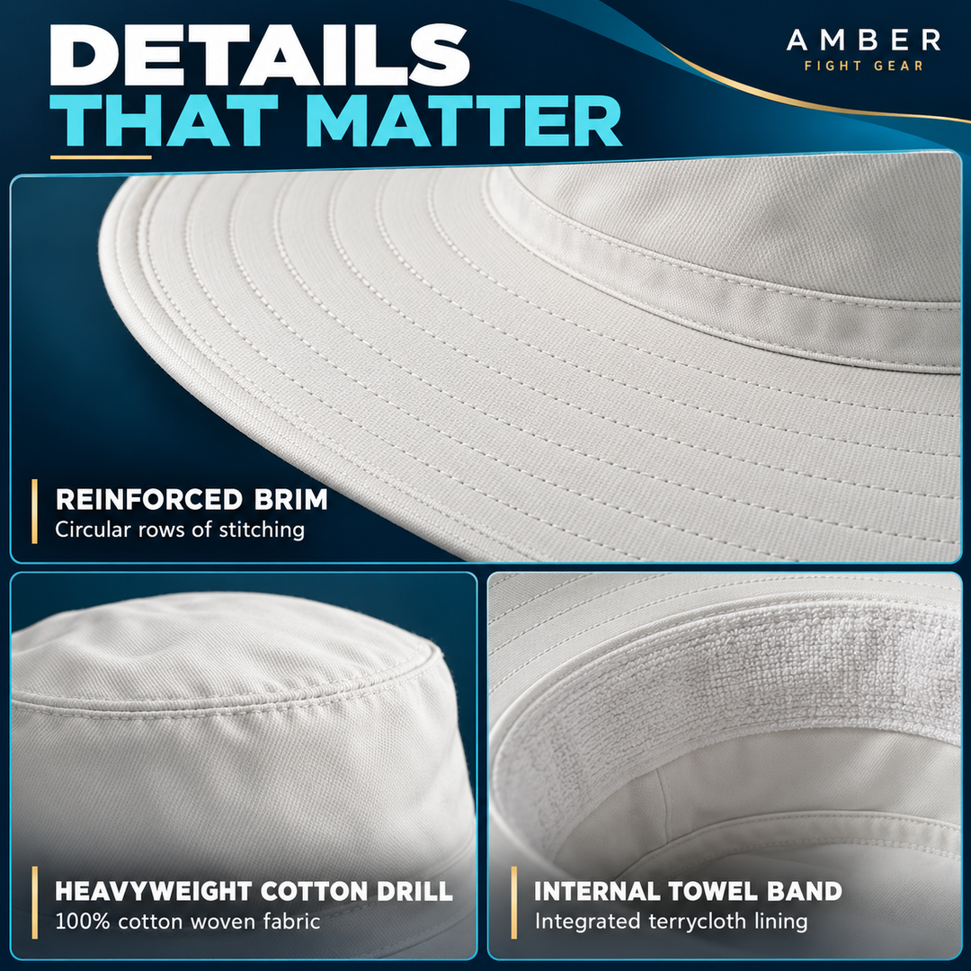 Amber Fight Gear Wide Brim Cotton Drill Sun Hat with Cooling Towel Band