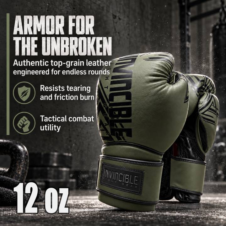 Invincible Fight Gear All Leather Pro Hybrid Boxing Gloves