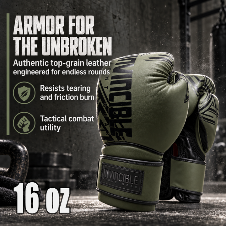 Invincible Fight Gear All Leather Pro Hybrid Boxing Gloves