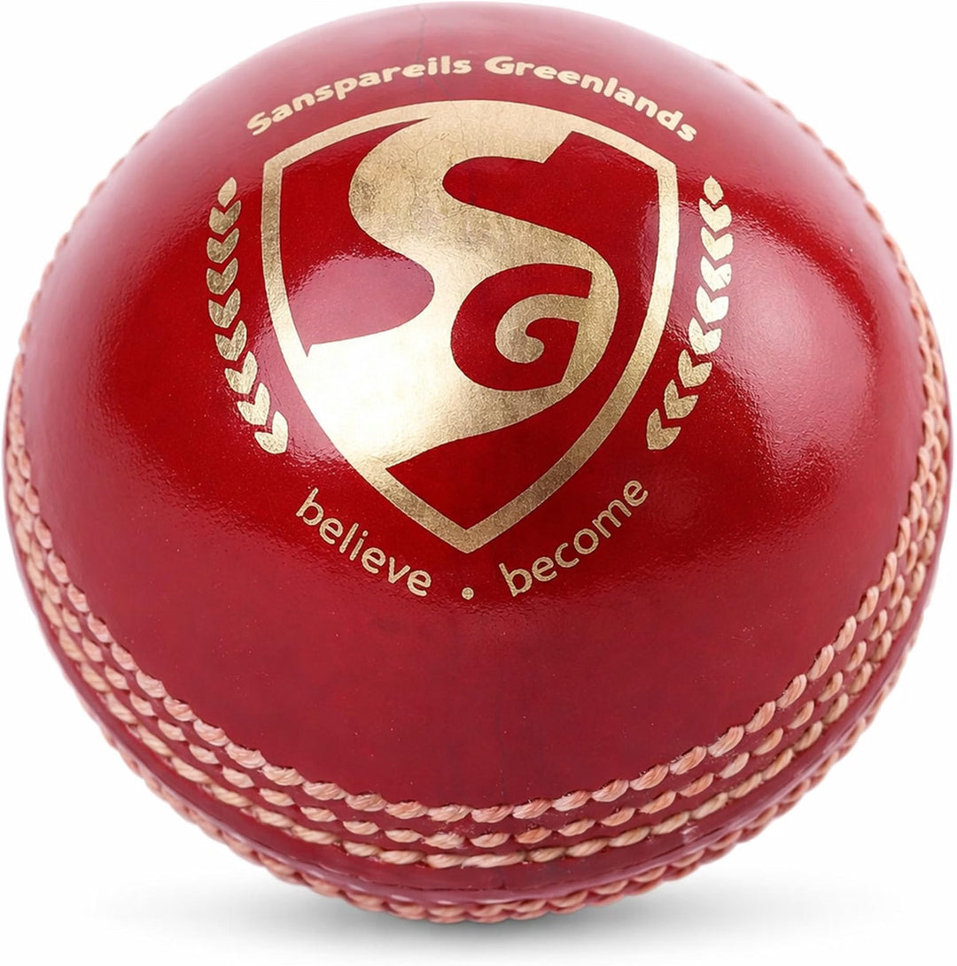 SG Shield 20 Premium Leather Cricket Ball, Grade 2 Core, White &amp; Red