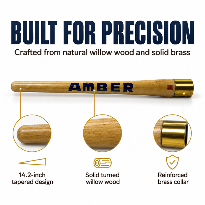 Amber Fight Gear Willow Wood Cricket Bat Grip Cone, 14.2–14.7 Inch
