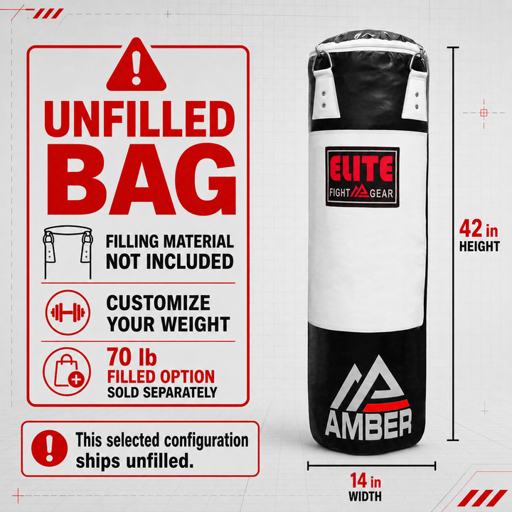 Elite Strikeforce Heavybag for Boxing, Kickboxing, MMA, Muay Thai ToughTek Leather, Triple Stitched, Sand Weighted, D-Ring, Chains &amp; Swivel
