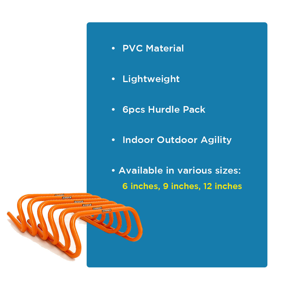Multi-Sport Speed Training Hurdles Set of 6 Mini Hurdles for Agility &amp; Coordination, Lightweight PVC Construction, Ideal for Football, Soccer, Baseball, Hockey, Track, Tennis, Lacrosse (9 inch)