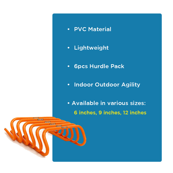 Multi-Sport Speed Training Hurdles Set of 6 Mini Hurdles for Agility &amp; Coordination, Lightweight PVC Construction, Ideal for Football, Soccer, Baseball, Hockey, Track, Tennis, Lacrosse, 6 inch