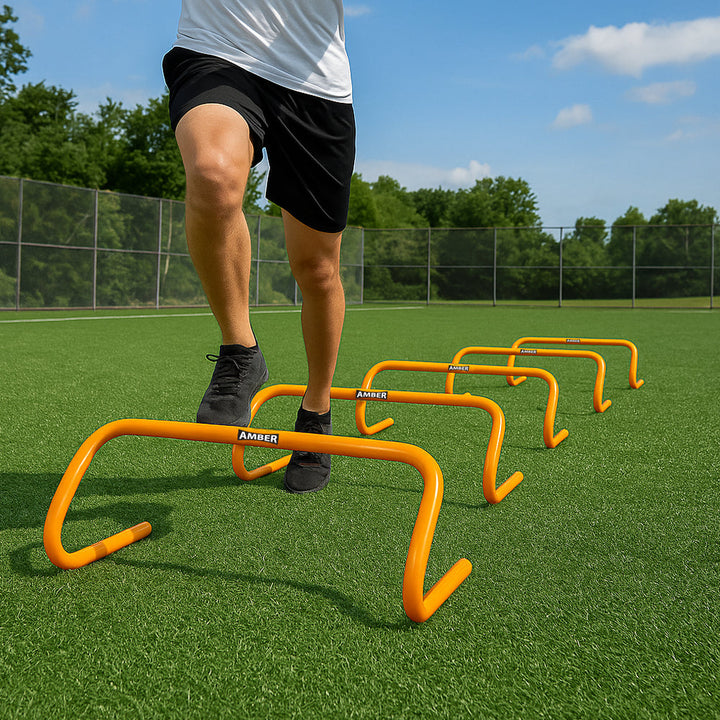 Multi-Sport Speed Training Hurdles Set of 6 Mini Hurdles for Agility &amp; Coordination, Lightweight PVC Construction, Ideal for Football, Soccer, Baseball, Hockey, Track, Tennis, Lacrosse (9 inch)