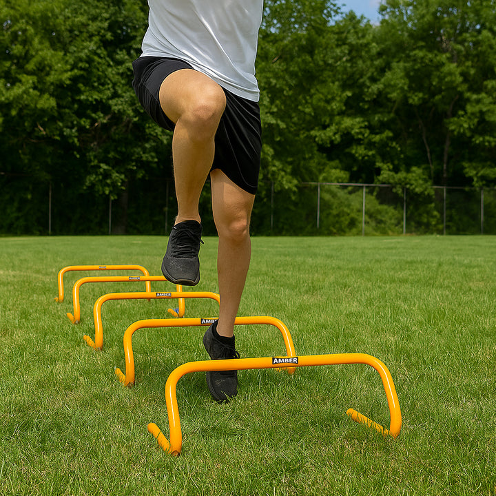 Multi-Sport Speed Training Hurdles Set of 6 Mini Hurdles for Agility &amp; Coordination, Lightweight PVC Construction, Ideal for Football, Soccer, Baseball, Hockey, Track, Tennis, Lacrosse, 6 inch
