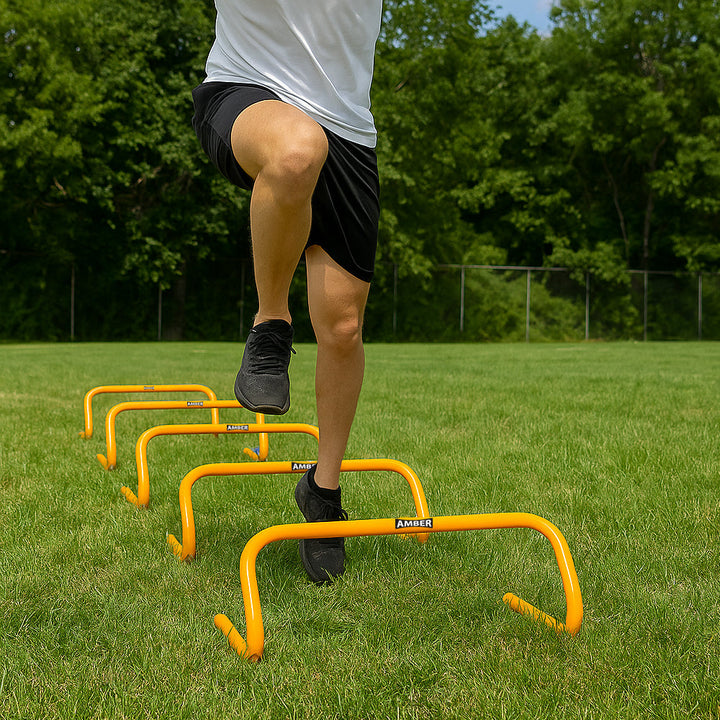Multi-Sport Speed Training Hurdles Set of 6 Mini Hurdles for Agility &amp; Coordination, Lightweight PVC Construction, Ideal for Football, Soccer, Baseball, Hockey, Track, Tennis, Lacrosse, 6 inch