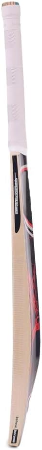 KLR Plus Kashmir Willow Cricket Bat, Handcrafted Grade R Willow with Web Tape Front and Full Sticker Back Kashmir Willow Handle, Red and Black
