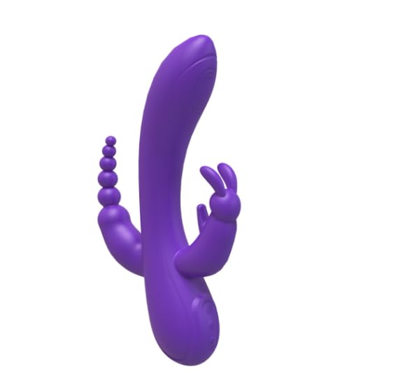 Rechargeable G-Spot &amp; Clitoral Vibrator with 12 Vibes, Bunny Ears &amp; Anal Beads, Body-Safe Silicone