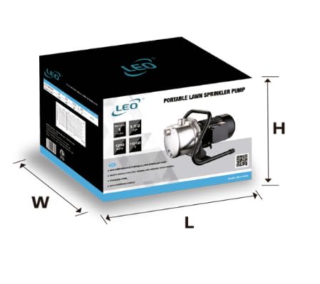 LIVEVIE Leo Pump Garden Jet Pump Efficient High-Volume Water Movement with Portable Stainless Steel Design, Corrosion-Resistant Components, and Built-In Safety Features, 110V-120V 1-1/5 HP, XKJ-1105S