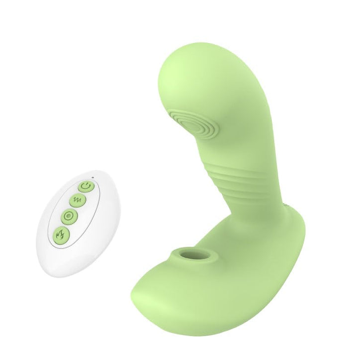 Clitoral &amp; G-Spot Vibrator with Suction, Vibration, L-Shaped Silicone Massager, Rechargeable with Remote