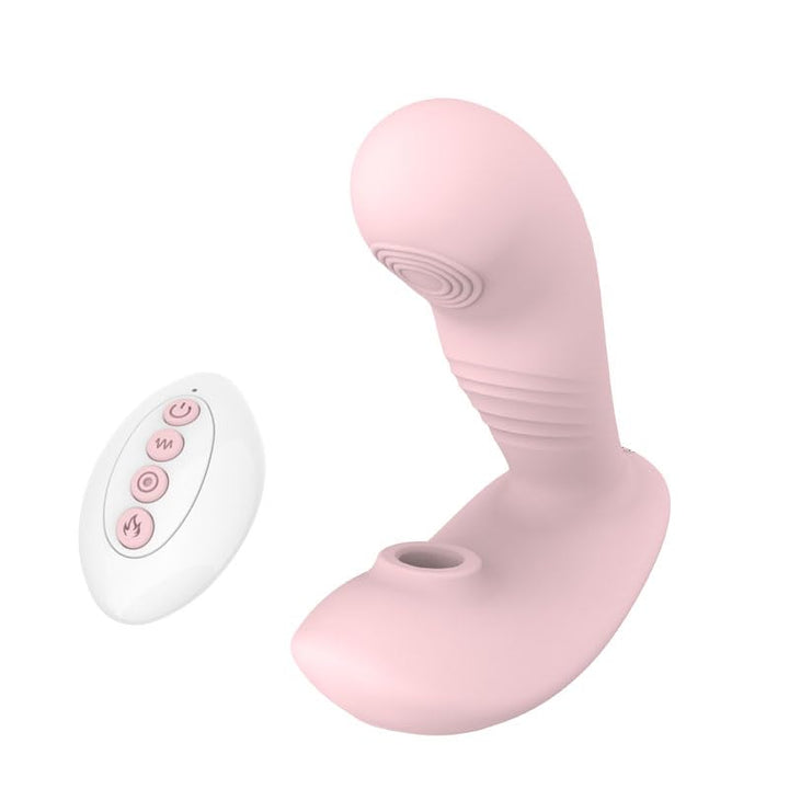 Clitoral &amp; G-Spot Vibrator with Suction, Vibration, L-Shaped Silicone Massager, Rechargeable with Remote