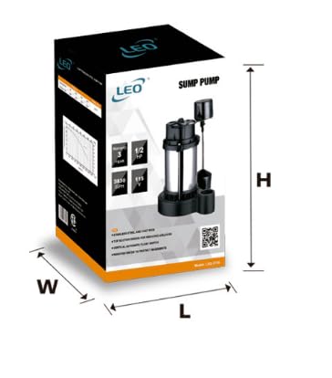 Leo Pump Sump Pump Silent Operation, Reliable Performance, Durable Construction - Ideal for Residential and Commercial Use, 1/3 HP