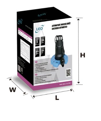 LIVEVIE Leo Pump Efficient Pool Cover Pump Swift Water Removal &amp; Safety Features, 2Inch NPT Discharge, 1-1/4Inch NPT Discharge with 3/4Inch Check Valve Adapter, LSC-175PE-1