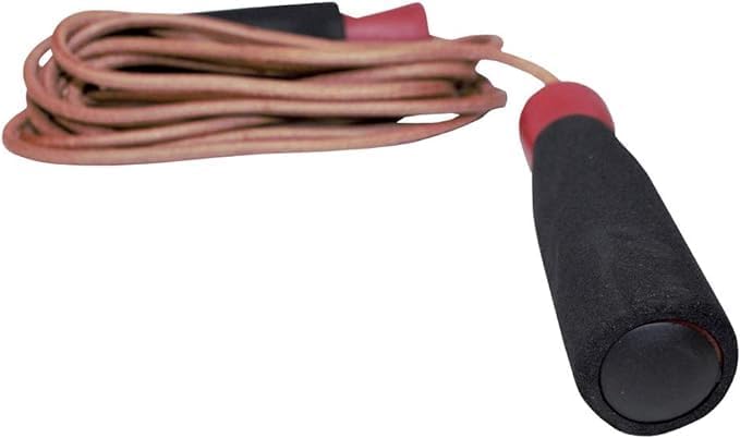 Amber Sporting Goods Leather Jump Rope with Foam Handles Perfect for Endurance Workout for Boxing, MMA, Martial Arts or Just Staying Fit - for Men, Women and Children (8.5-Feet)