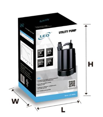 LIVEVIE Leo Pump Auto Utility Pump 1-1/2Inch Water Detection, 1/4Inch Water Level Control, 1Inch NPT Discharge with 3/4Inch Garden Hose Check Valve Adapter, LSC-255PEL
