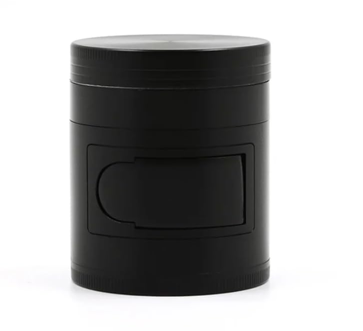 Premium Spice Herb Grinder: 4-Piece Design with Pollen Scraper, Magnetic Top, Scratch-Resistant Black Anodized Matte Finish - Aircraft Grade Aluminum for Durability, Smooth Grinding with Poly O-Ring