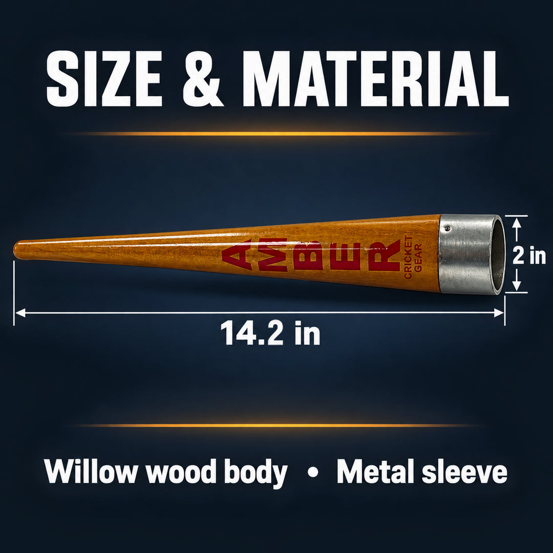 Amber Fight Gear Willow Wood Cricket Bat Grip Cone, 14.2–14.7 Inch
