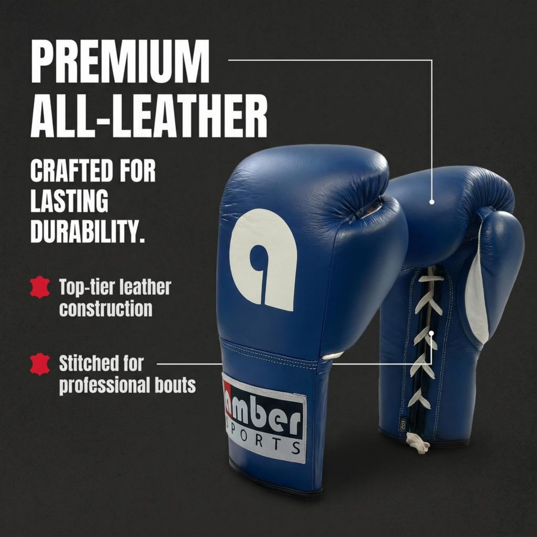 Premium All-Leather Professional Fight Gloves Padded, Pre-Curved, Safety-Focused Design with Layered Foam and Attached Thumb