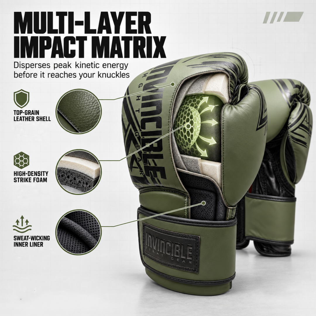 Invincible Fight Gear All Leather Pro Hybrid Boxing Gloves