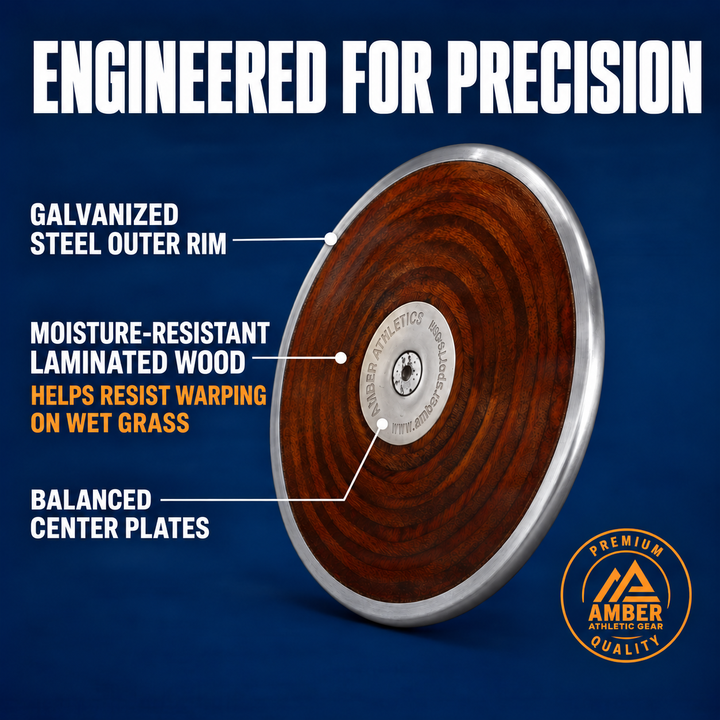 Amber Athletic Gear Amazer Discus IAAF Certified Official Track &amp; Field Throwing Discus 70% Rim Weight, 1KG, 1.6KG and 2KG