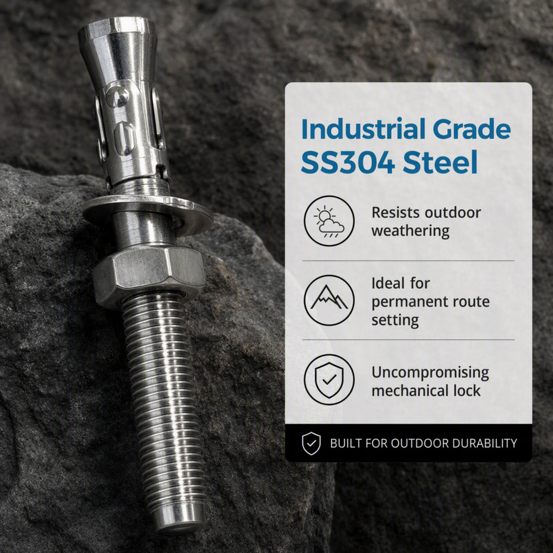 Dynamo SS304 Expansion Bolt ? Durable Outdoor Wedge Anchor for Medium to High Hardness Rocks, M12x95mm