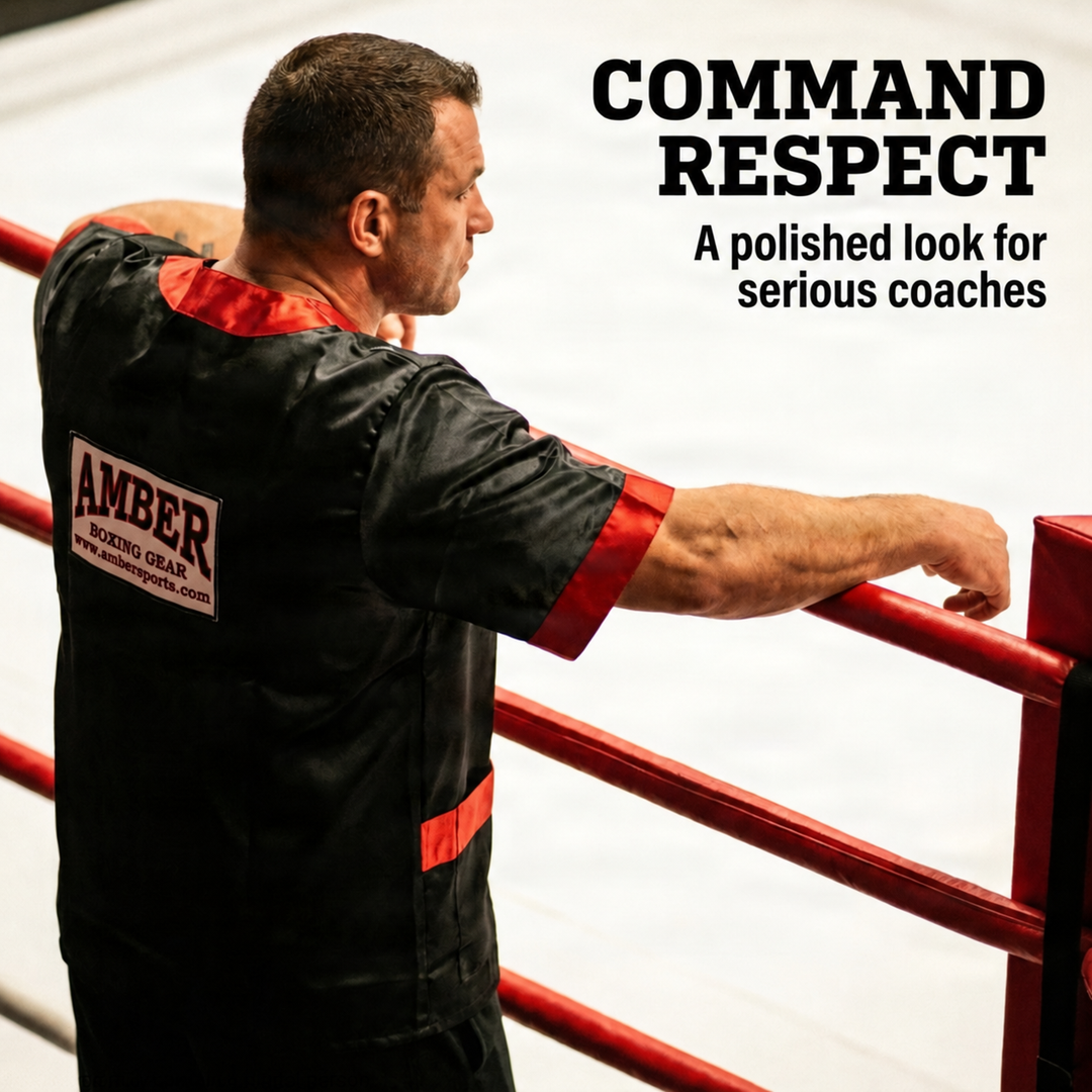 Amber Fight Gear Satin Boxing Cornerman Jacket with Pockets &amp; Tailored Fit