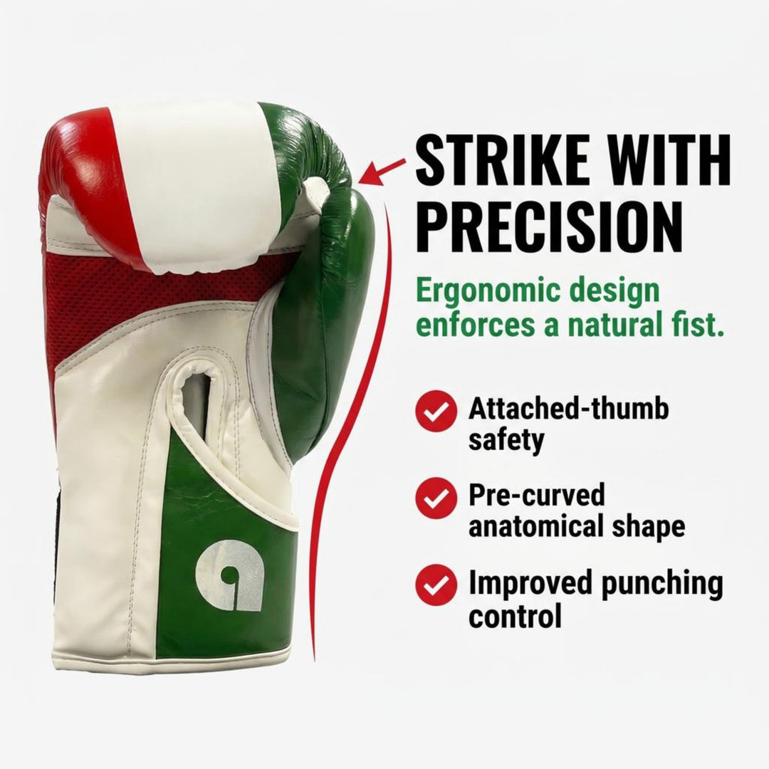 Amber Fight Gear Leather Boxing Gloves with Hook &amp; Loop