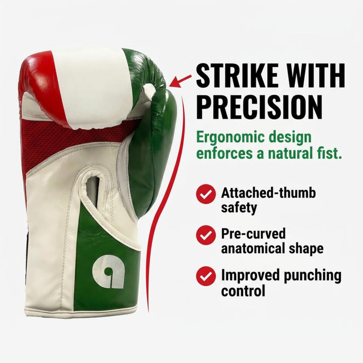 Amber Fight Gear Leather Boxing Gloves with Hook &amp; Loop