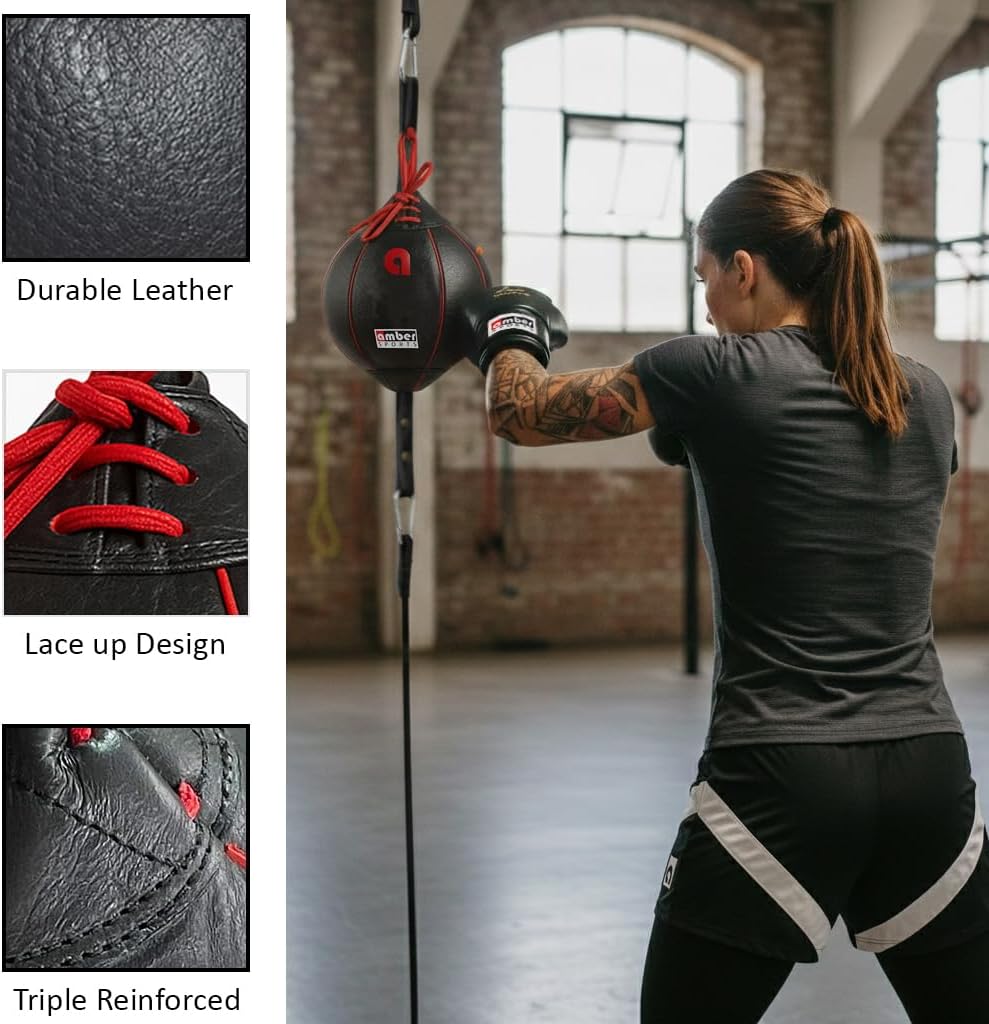 Amber Fight Gear Leather Double End Speed Bag for Boxing and MMA