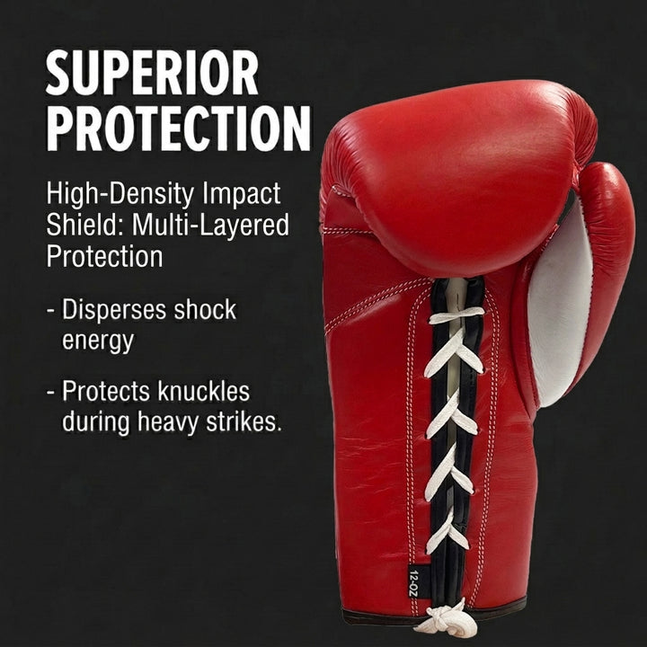 Premium All-Leather Professional Fight Gloves Padded, Pre-Curved, Safety-Focused Design with Layered Foam and Attached Thumb
