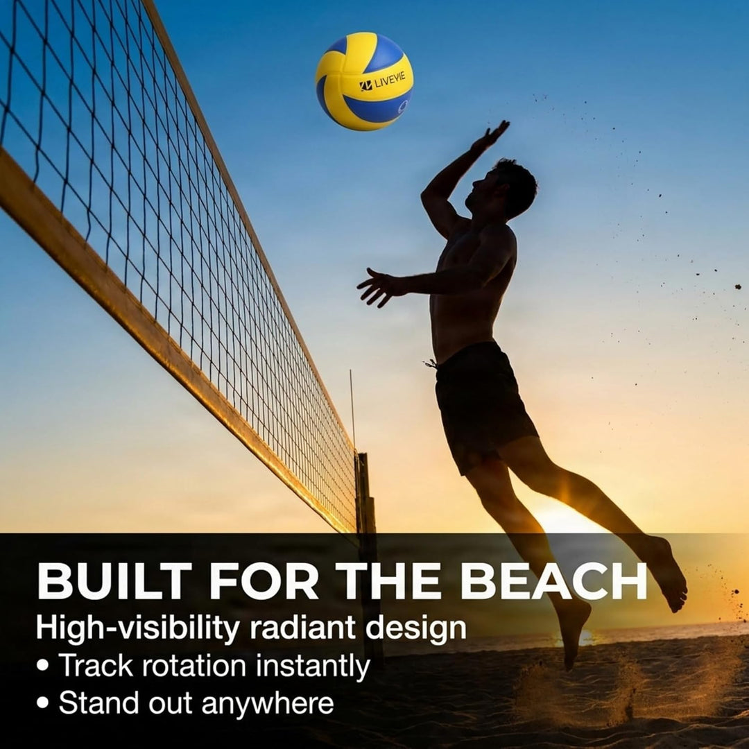 LIVEVIE Soft-Touch PU Leather Volleyball, Size 5, Indoor and Outdoor