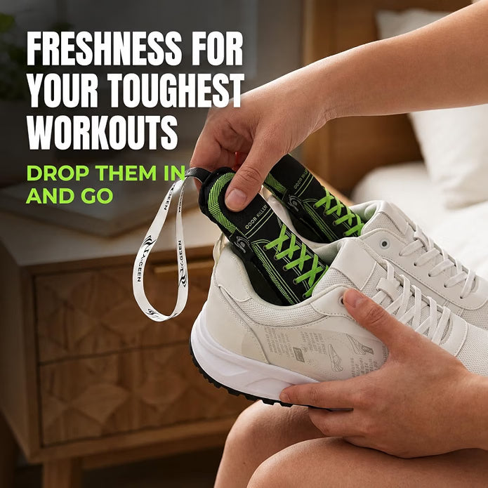 LIVEVIE Activated Charcoal Shoe Deodorizers, Moisture-Wicking, Reusable 2-Pack