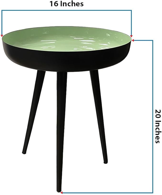 LIVEVIE Bregenz Collection Enamel-Coated Metal End Table Versatile Indoor Decor &amp; Serving Table for Home and Office, Lime Green, 16 x 20 inches